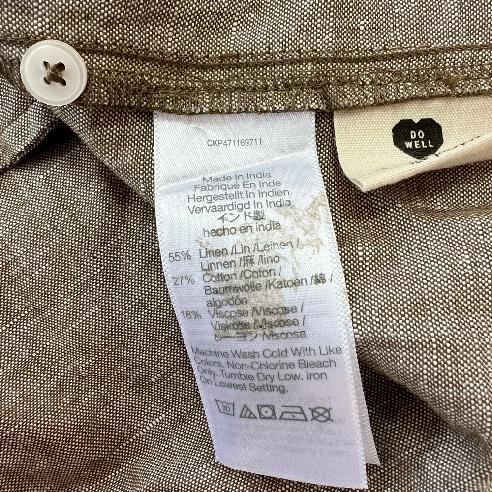 Madewell Linen-Blend Alexandra Button-Front Mini Dress, Olive Branch, size XS - Picture 9 of 11